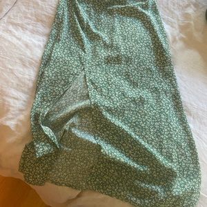 Green floral midi skirt